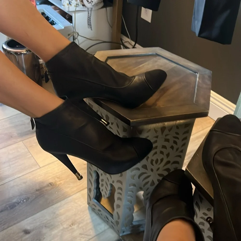 Chanel, size 41 (US 9.5) Elegant Black Ankle Booties, 100% authentic